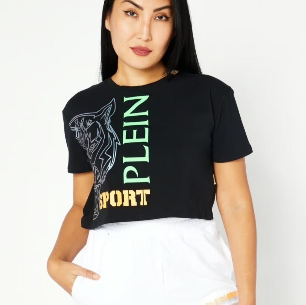 Philip Plein Sport Crop Top Black Combo Size XS